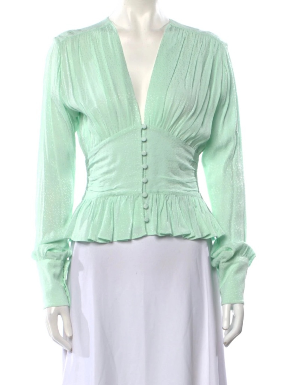 ROTATE Mint Green Long-Sleeve Corset Blouse